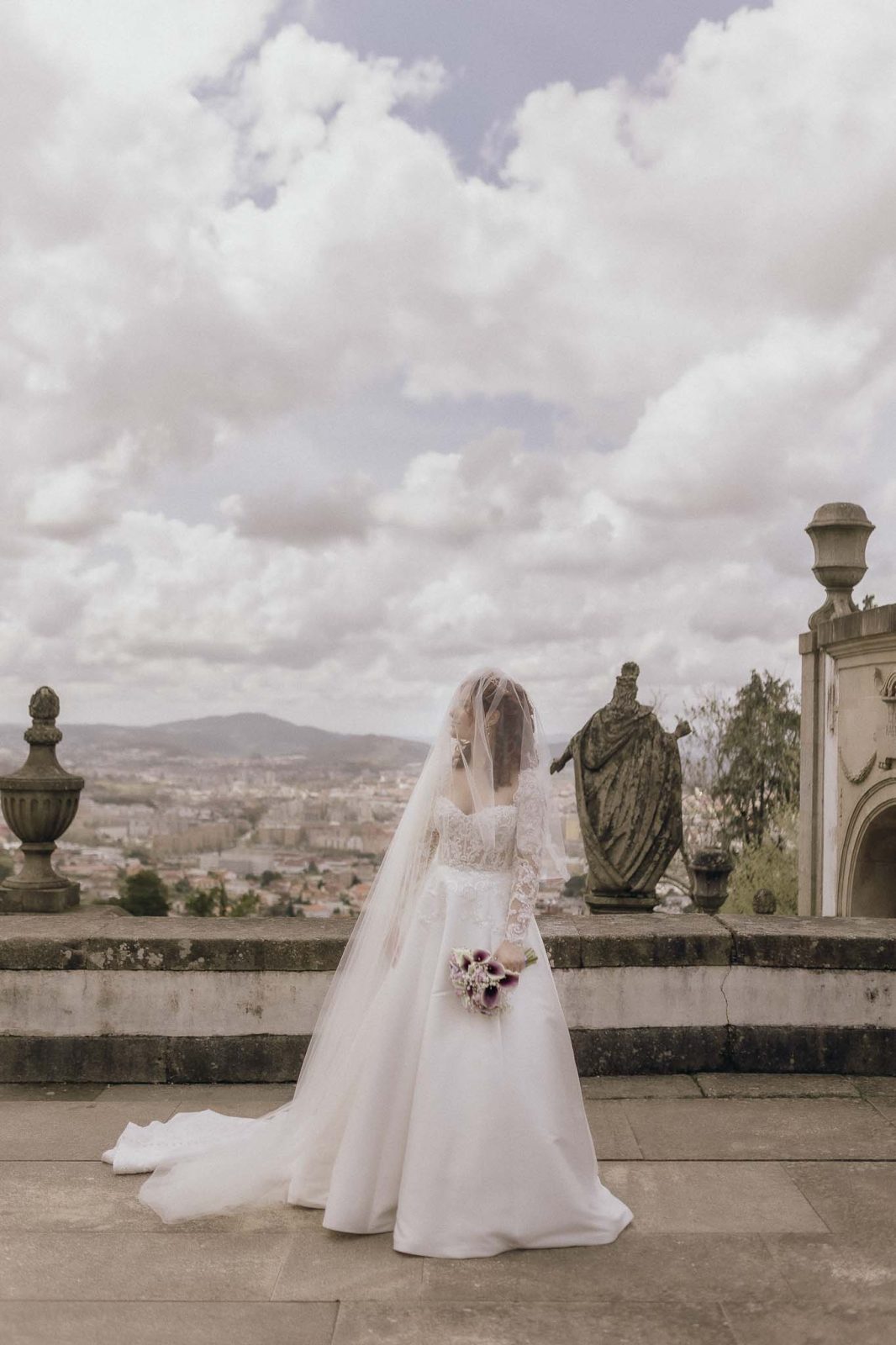 bride wearing a-line dress