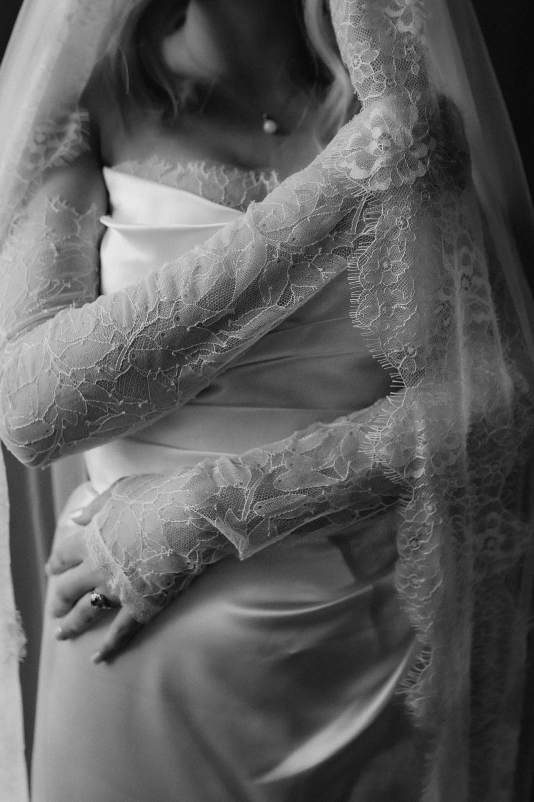 detailed photo of lace illusion sleeves
